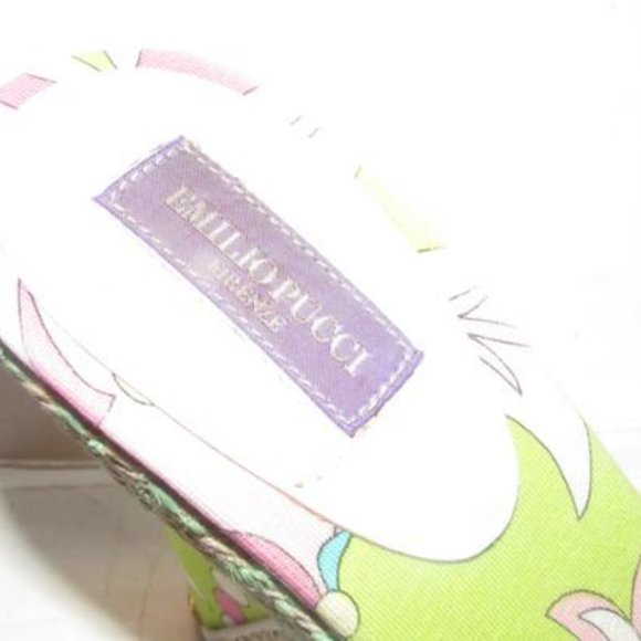 Pucci White Leather & Colorful Floral Mule Wedges! - Picture 10 of 12